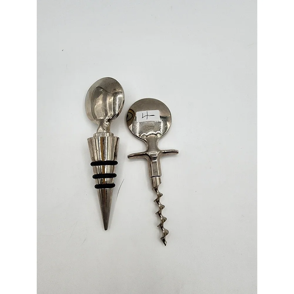 Green Bay‎ Packers Wine Bottle Stopper and Corkscrew Opener Set Silver Tone NFL